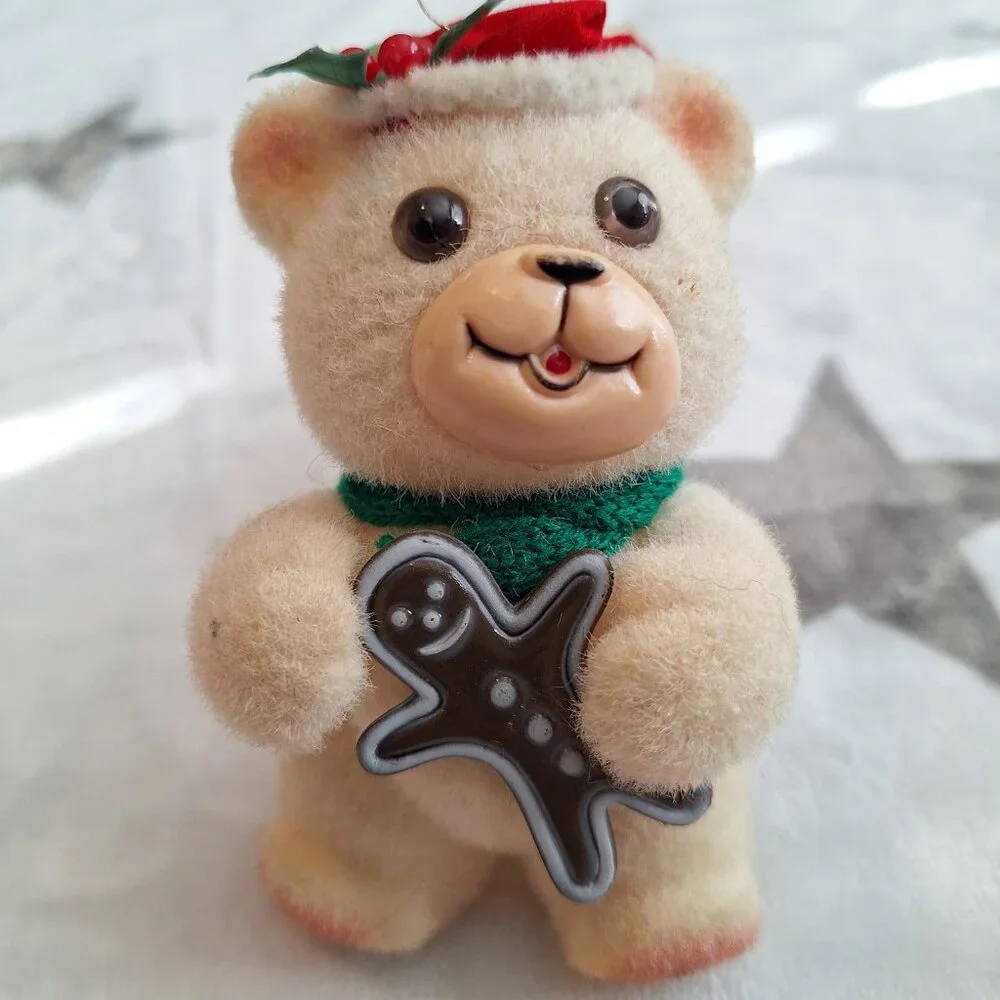 Jasco Holiday Flocked Velvet Christmas Teddies‎ Ornament 4
